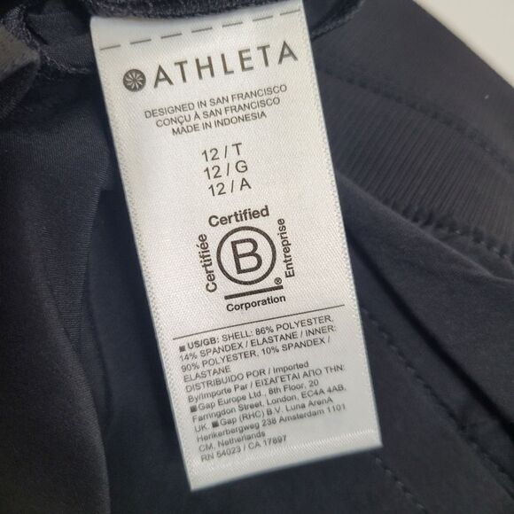 NEW TALL ATHLETA 12 SKORT ZIP POCKETS BLACK BROOKLYN TRAVEL SKIRT + SHORTS NWT - Picture 12 of 15